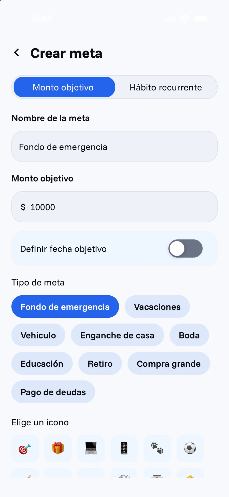 Pantalla de Metas en Cifria
