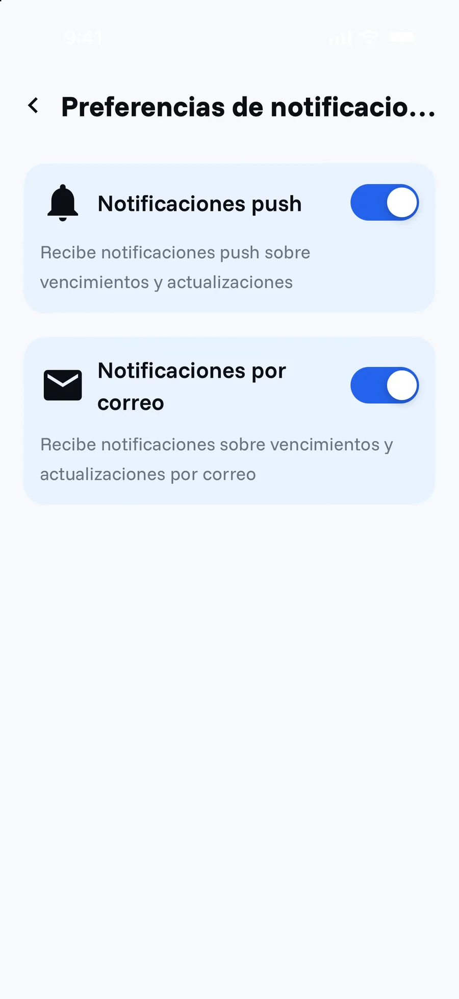 Pantalla de Recordatorios en Cifria